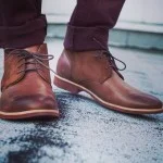 Brown Chukka Boots and Burgundy Jeans