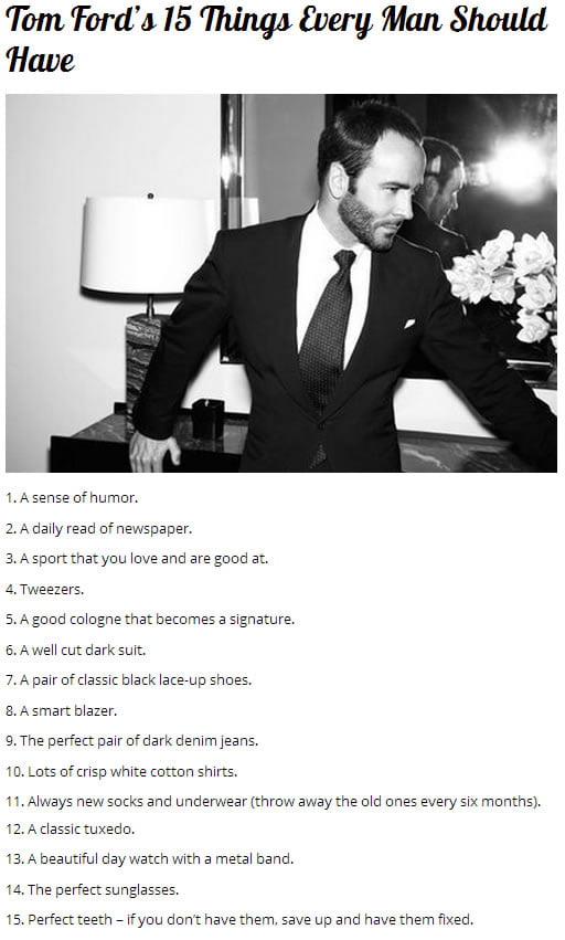 Tom Ford's 15 Things Every Man Should Have