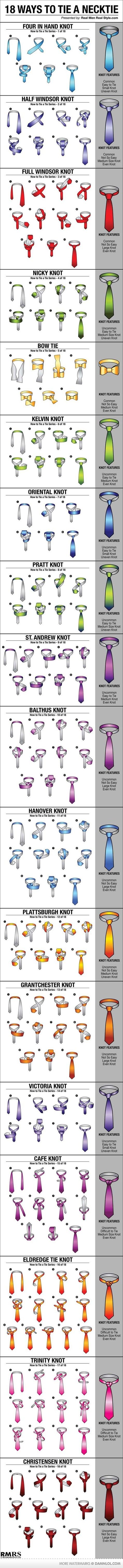 18 ways to tie a necktie