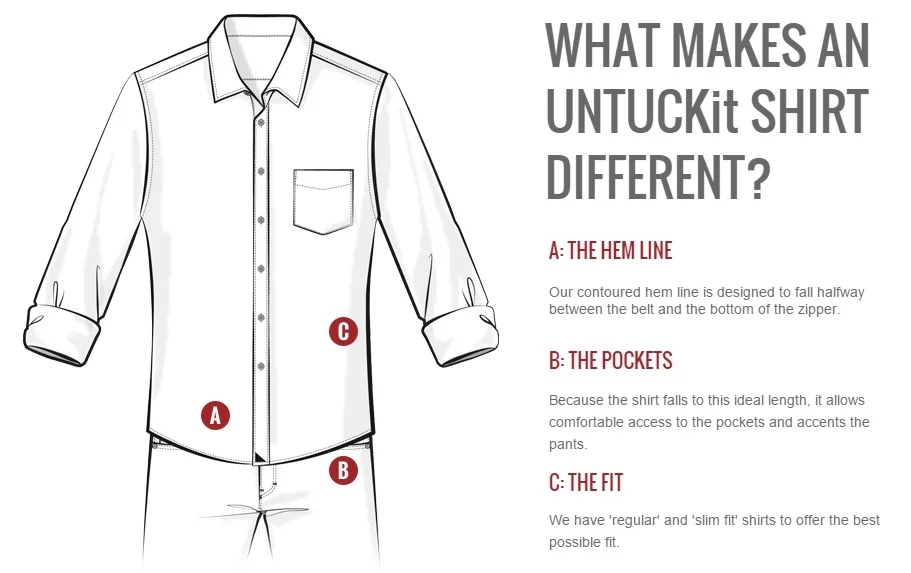 UNTUCKit mens shirts designed to be worn untucked