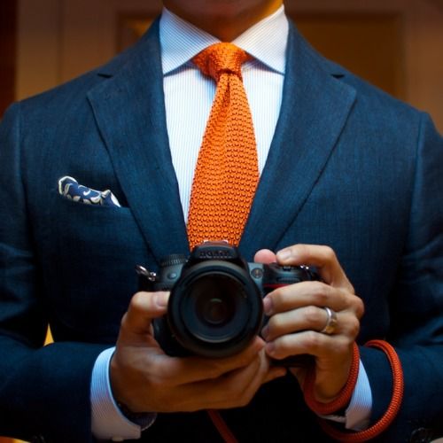 mens fashion orange knit tie