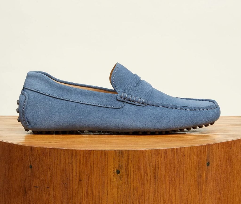 jack erwin baby blue suede loafers
